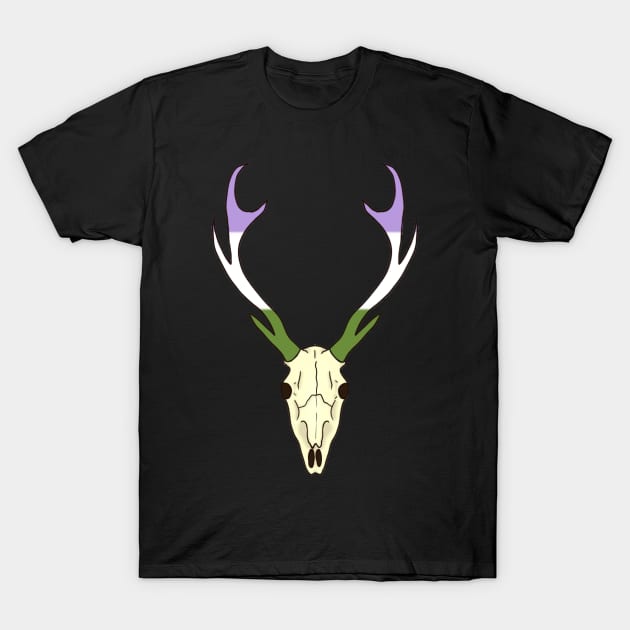 Genderqueer Pride Deer Skull T-Shirt by whizz0